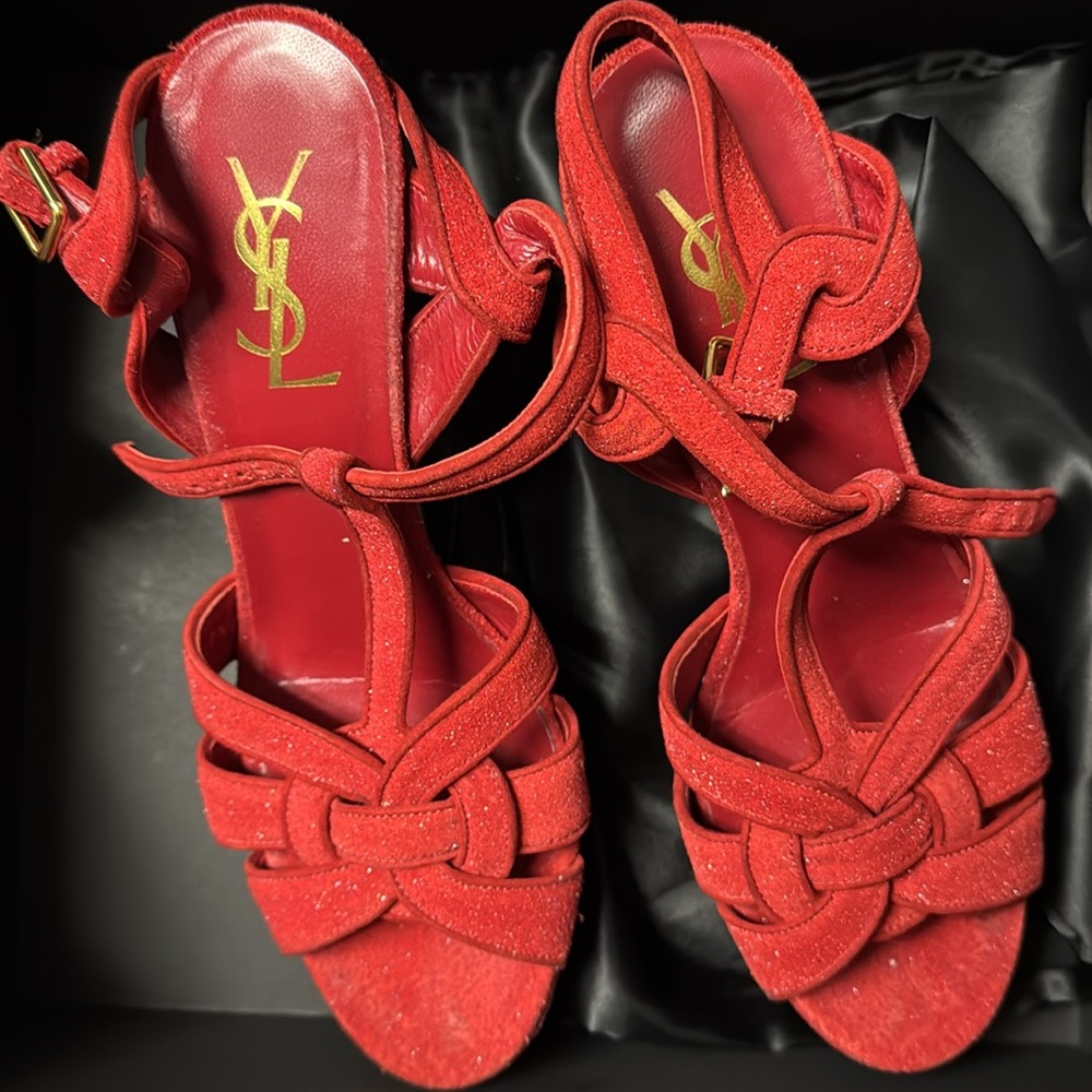 Yves Saint Laurent Red Suede Heels